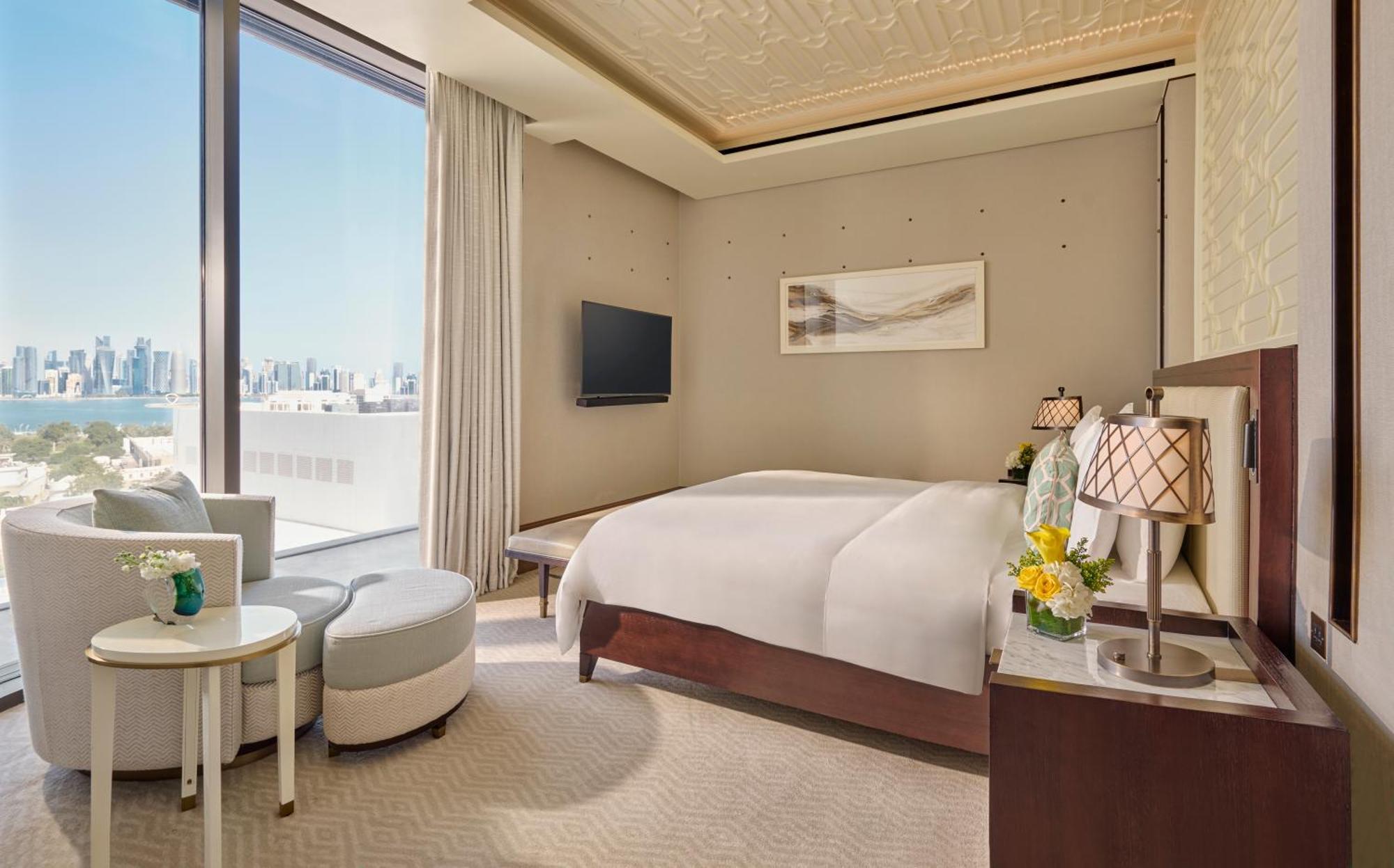 Hotel Mandarin Oriental, Dauhá Exteriér fotografie A bedroom at the hotel